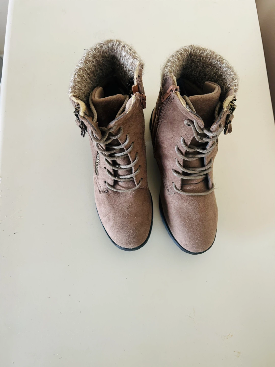 Brown Lace-Up Combat Boots Size 6 - photo 2