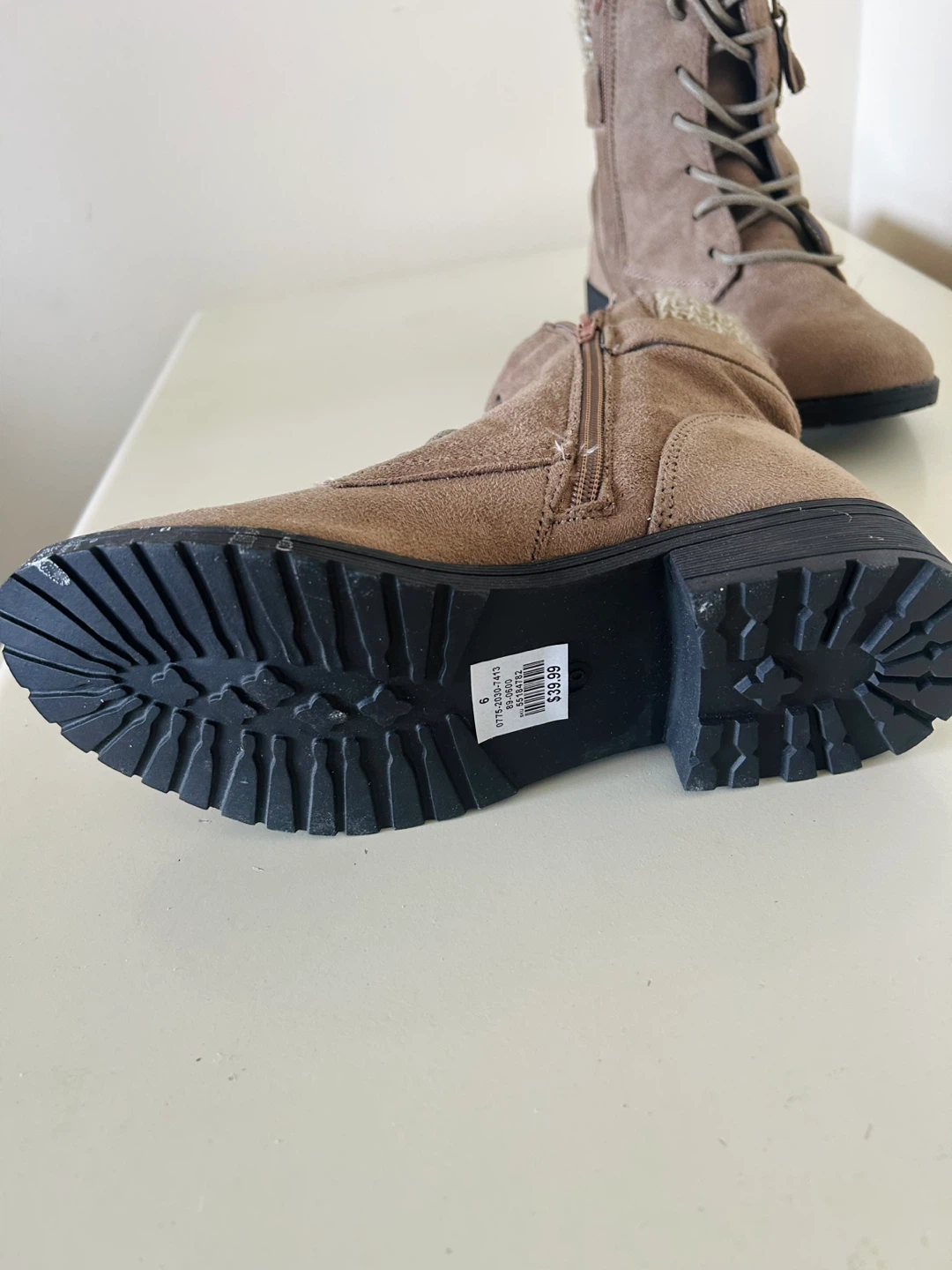 Brown Lace-Up Combat Boots Size 6 - photo 3