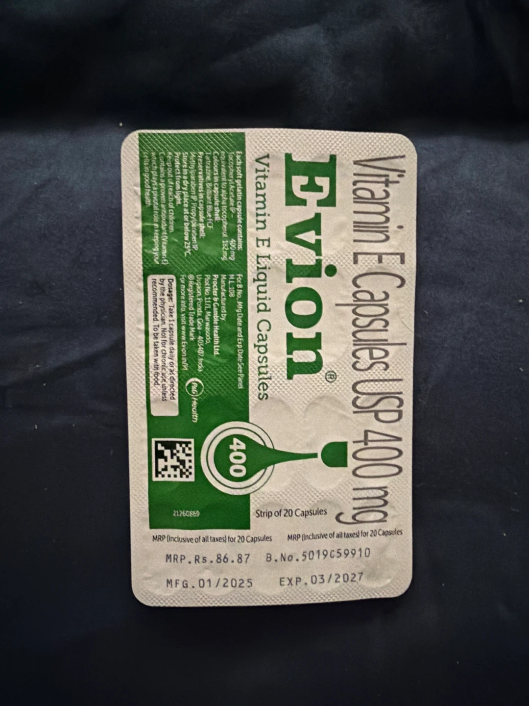 Evion Vitamin E Capsules USP 400mg (20 capsules) - photo 2