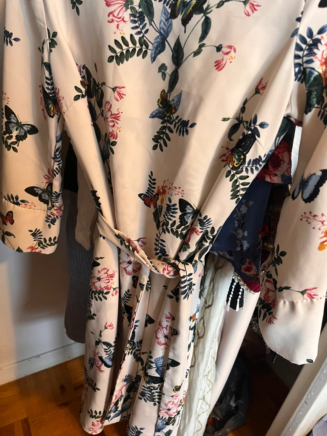 Women's Floral Butterfly Print Belted Dress - photo 2