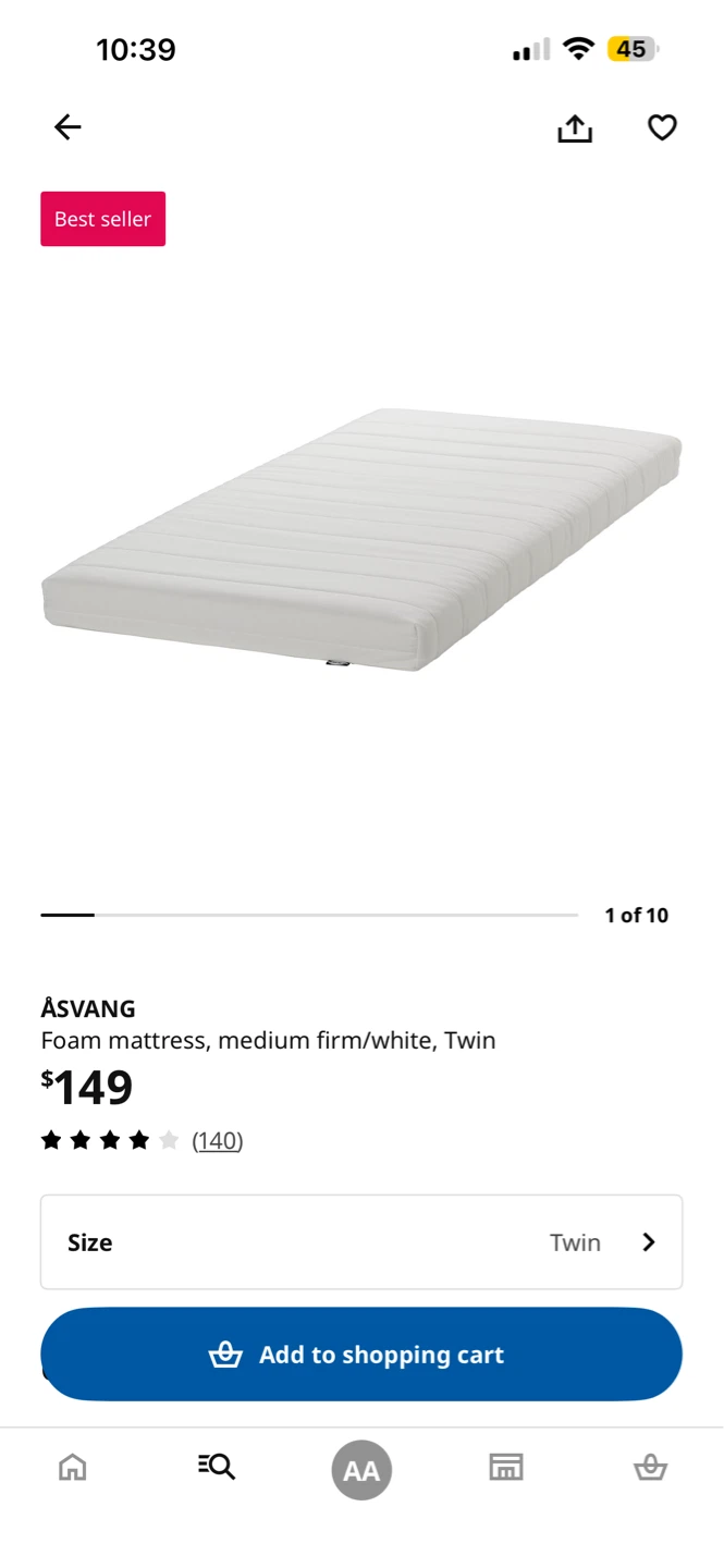 2 x IKEA ÅSVANG Twin Foam Mattress