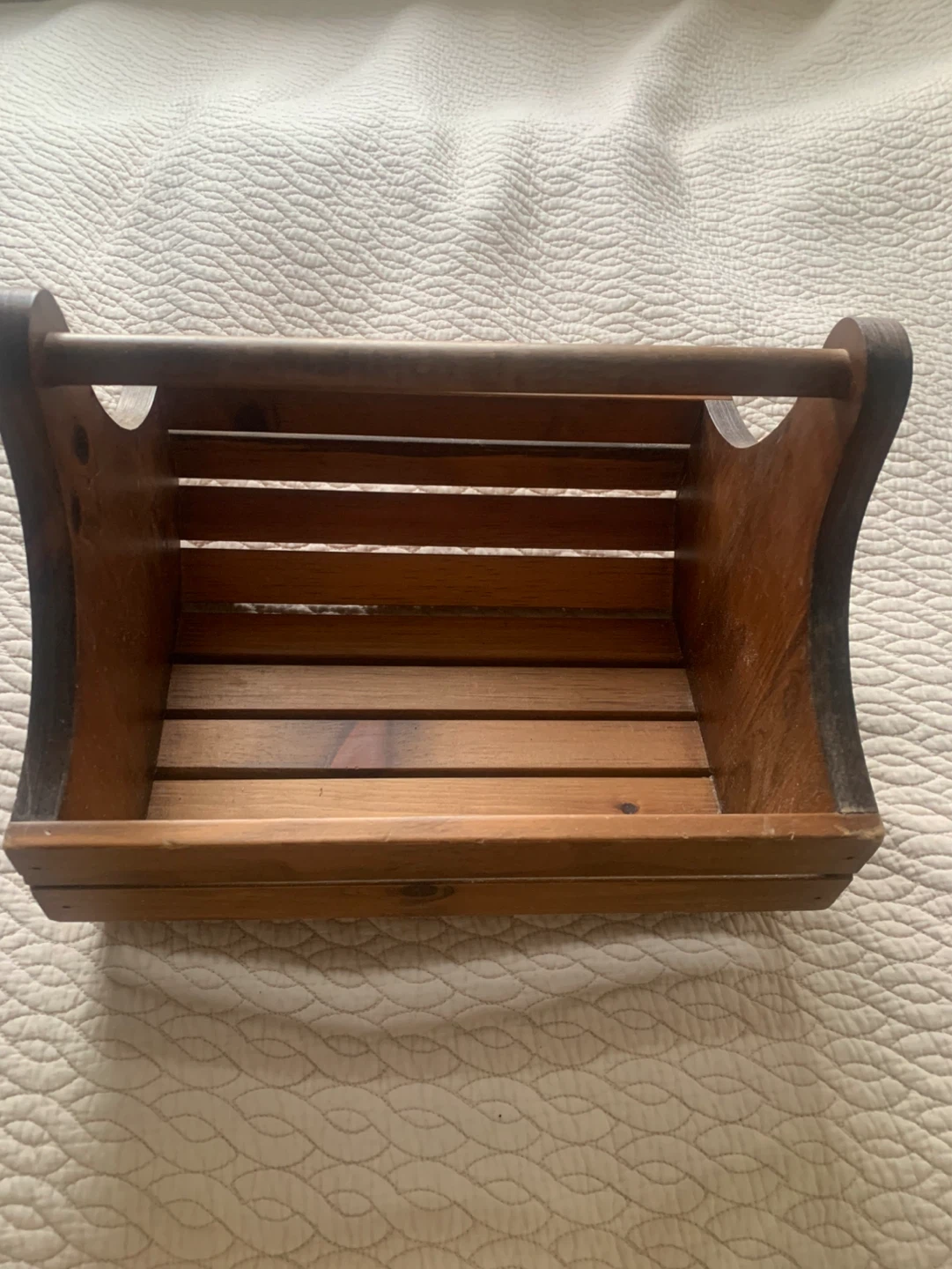 Vintage wooden caddy with handle - photo 2