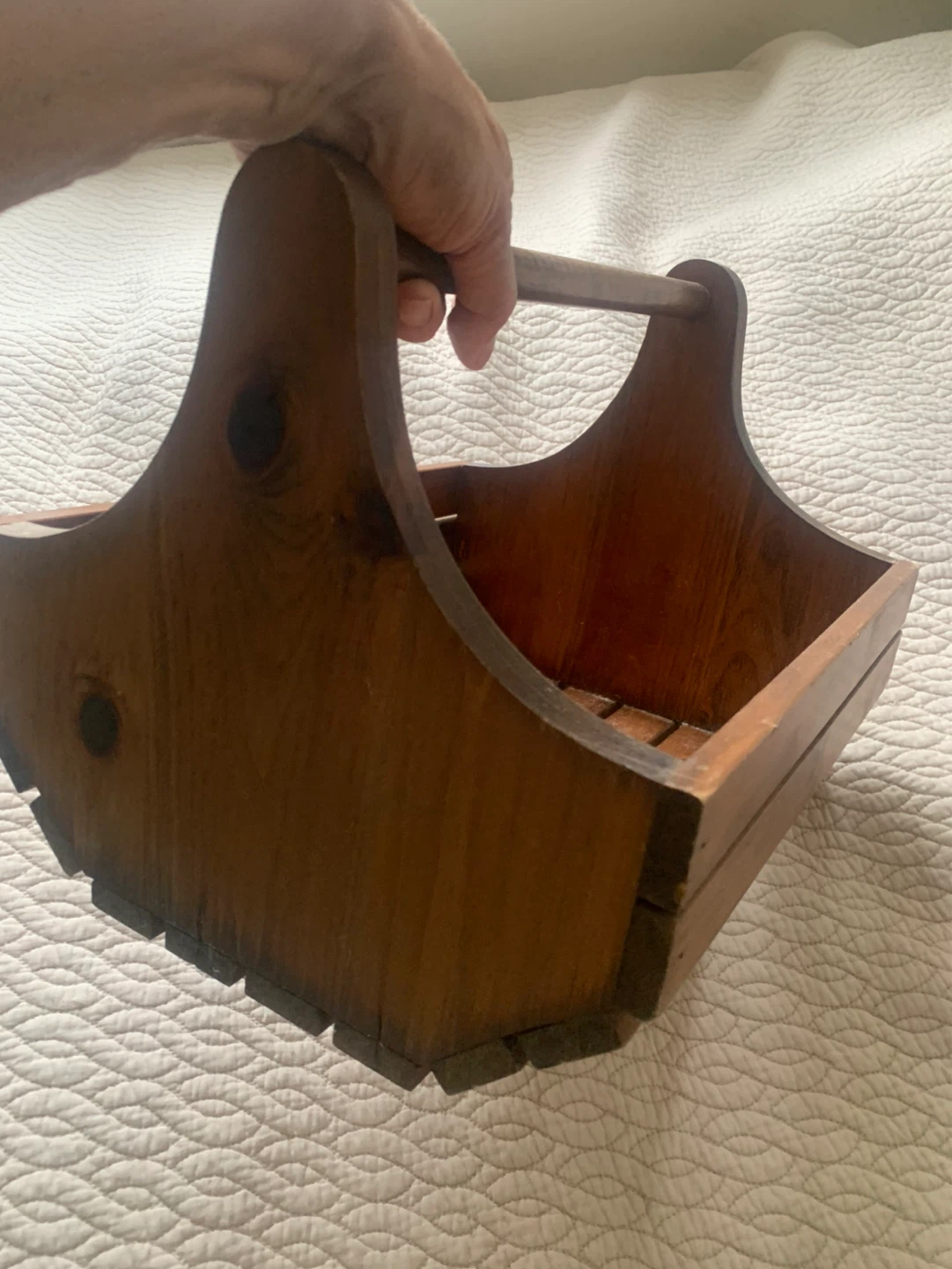 Vintage wooden caddy with handle - photo 5