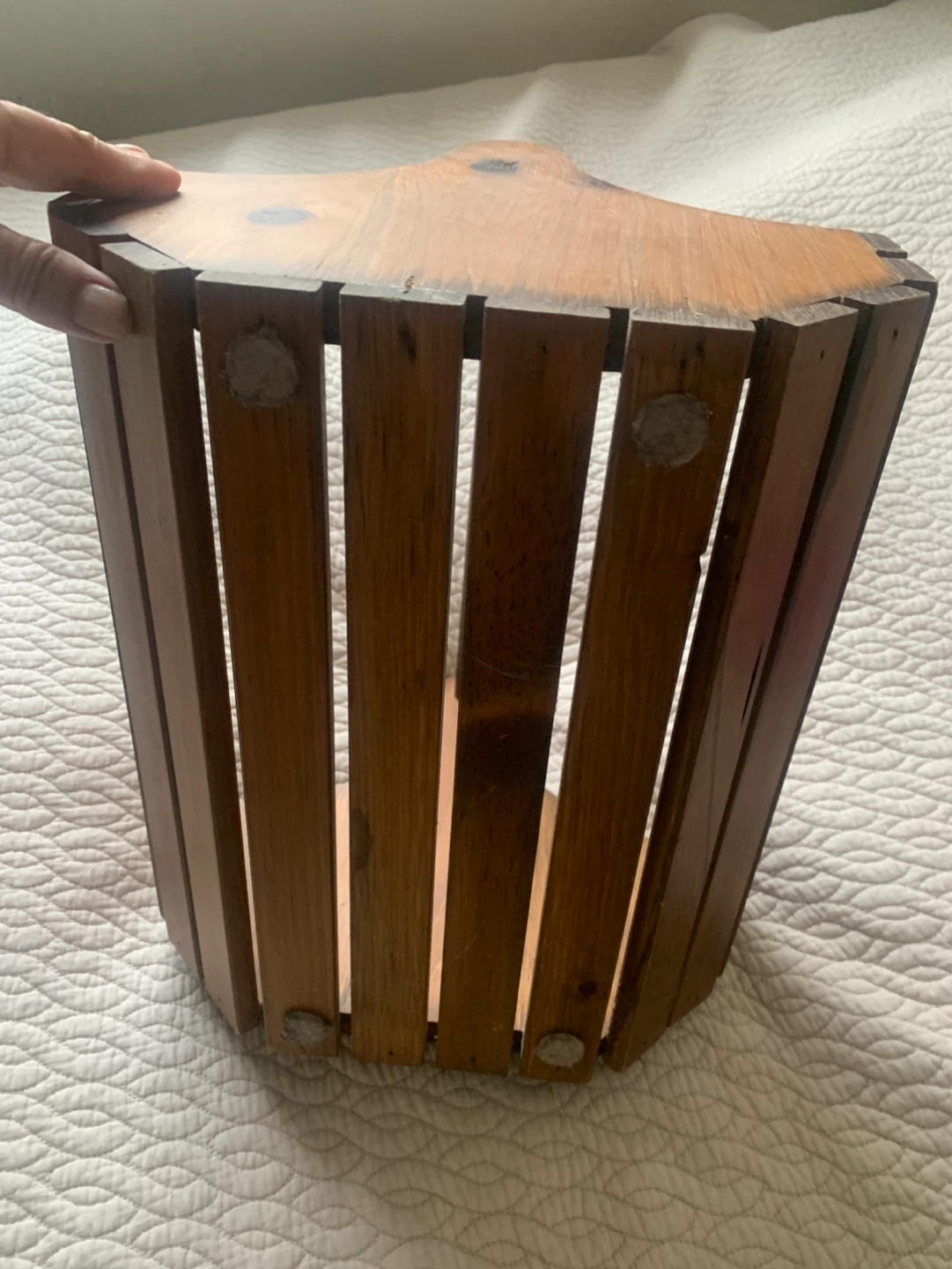 Vintage wooden caddy with handle - photo 4