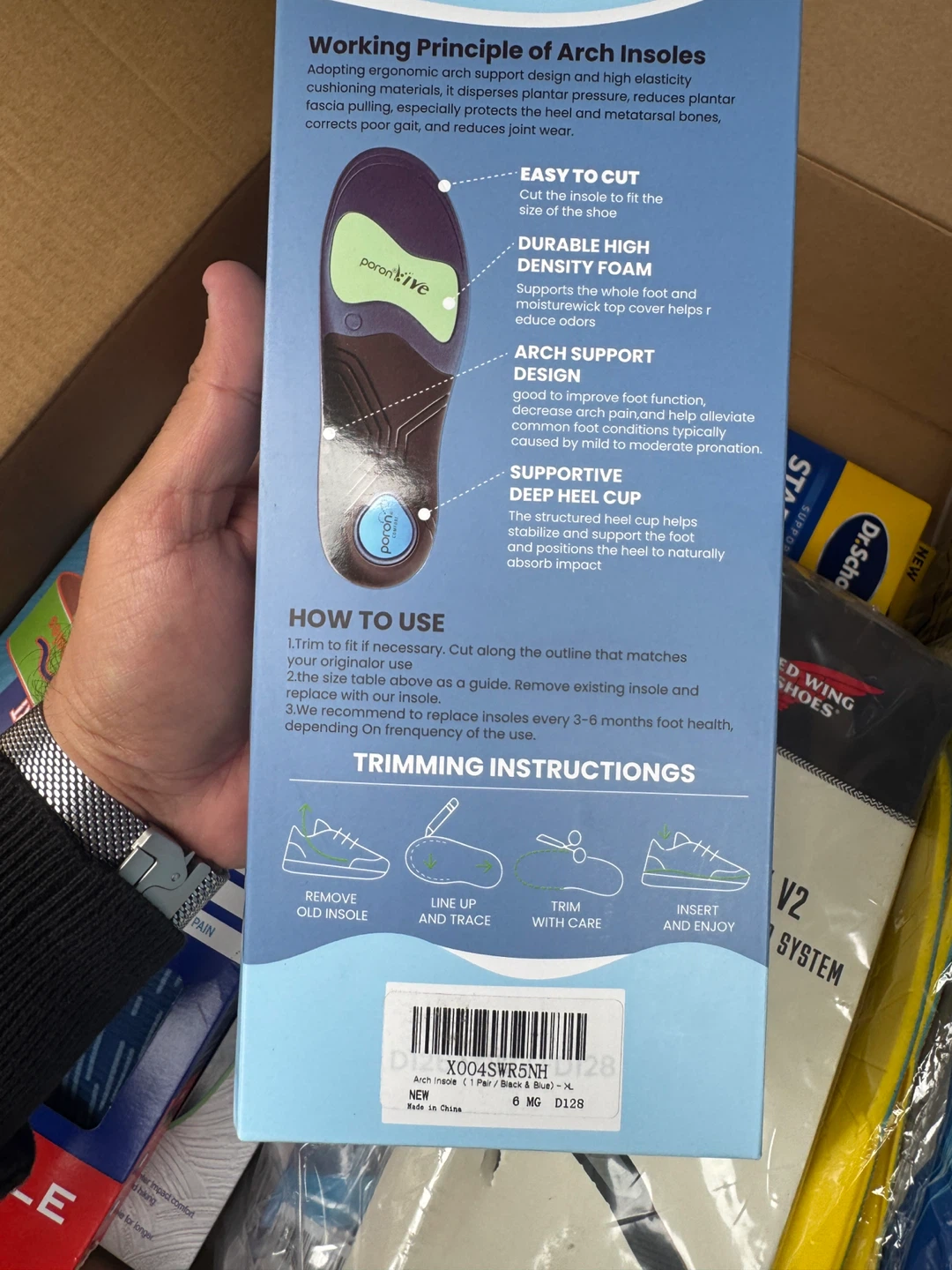 TASZOOS 3.5cm Arch Support Sports Insoles - 2 Pack