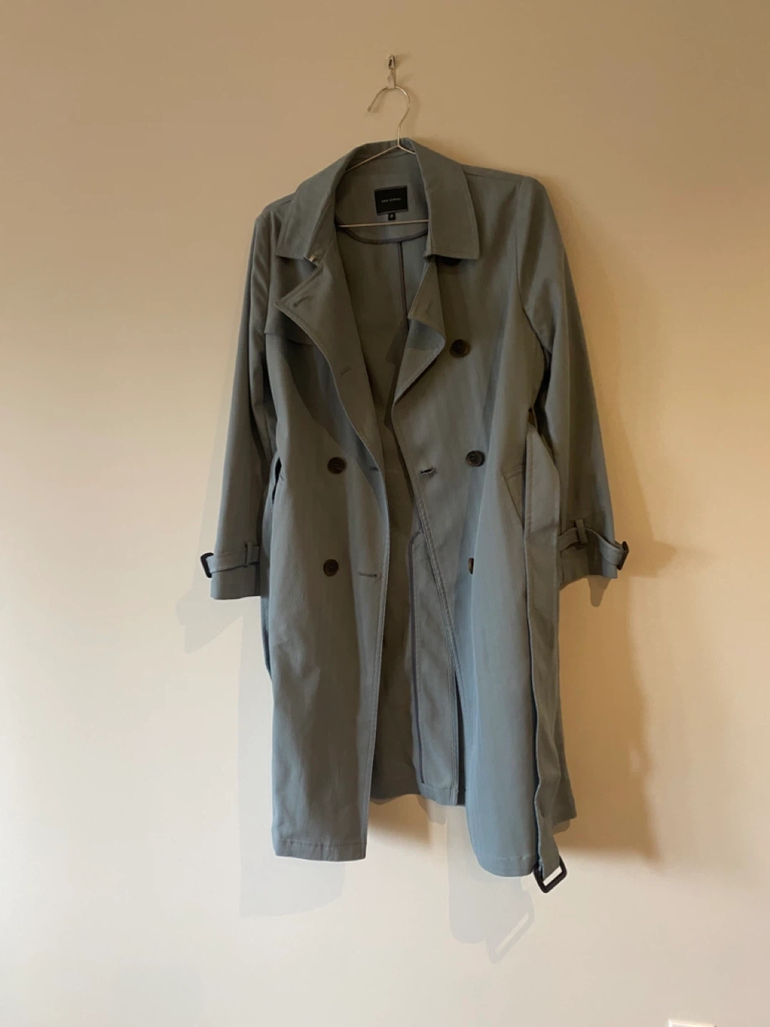 Light Blue Double-Breasted Trench Coat