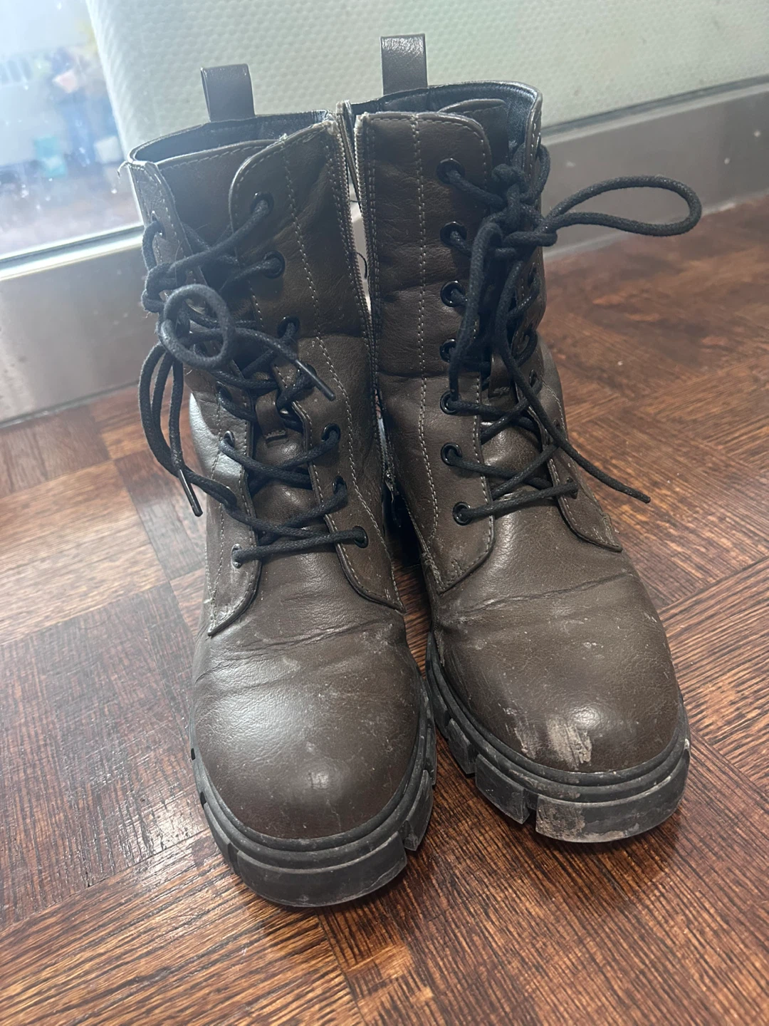 Women's Brown Lace-up Combat Boots