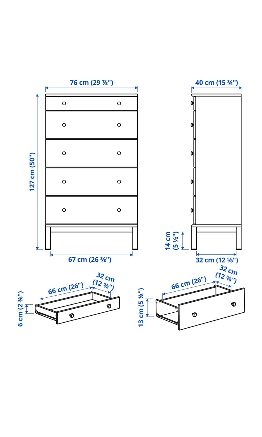 IKEA HEMNES 5-Drawer Chest of Drawers - photo 3