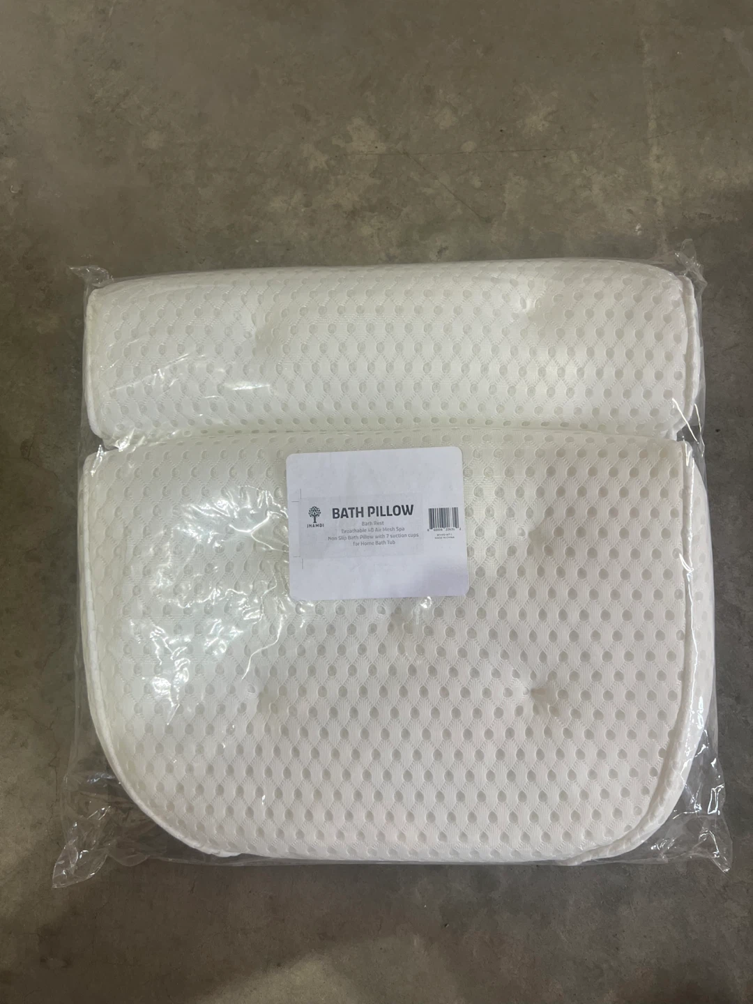 White Bath Pillow with Suction Cups