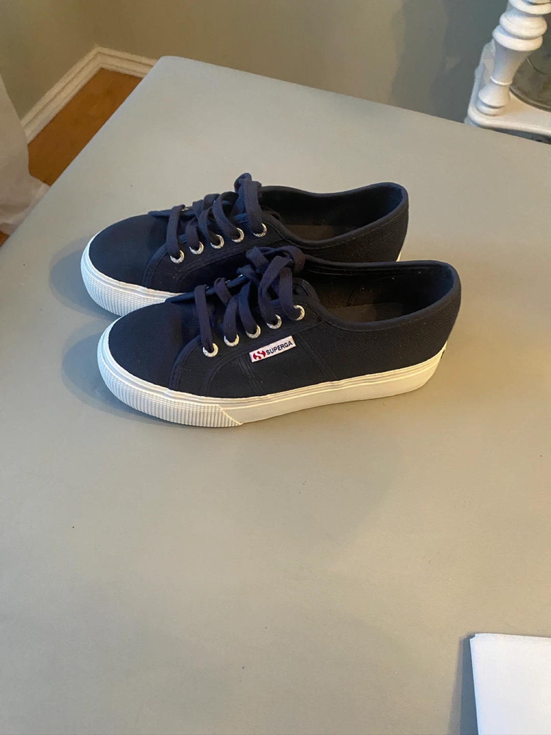 Superga Navy Platform Sneakers - Size 37