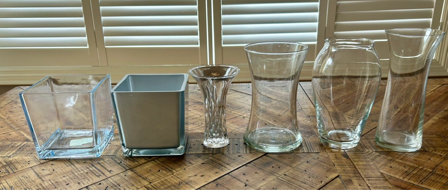 Set of 6 Glass and Frosted Vases
