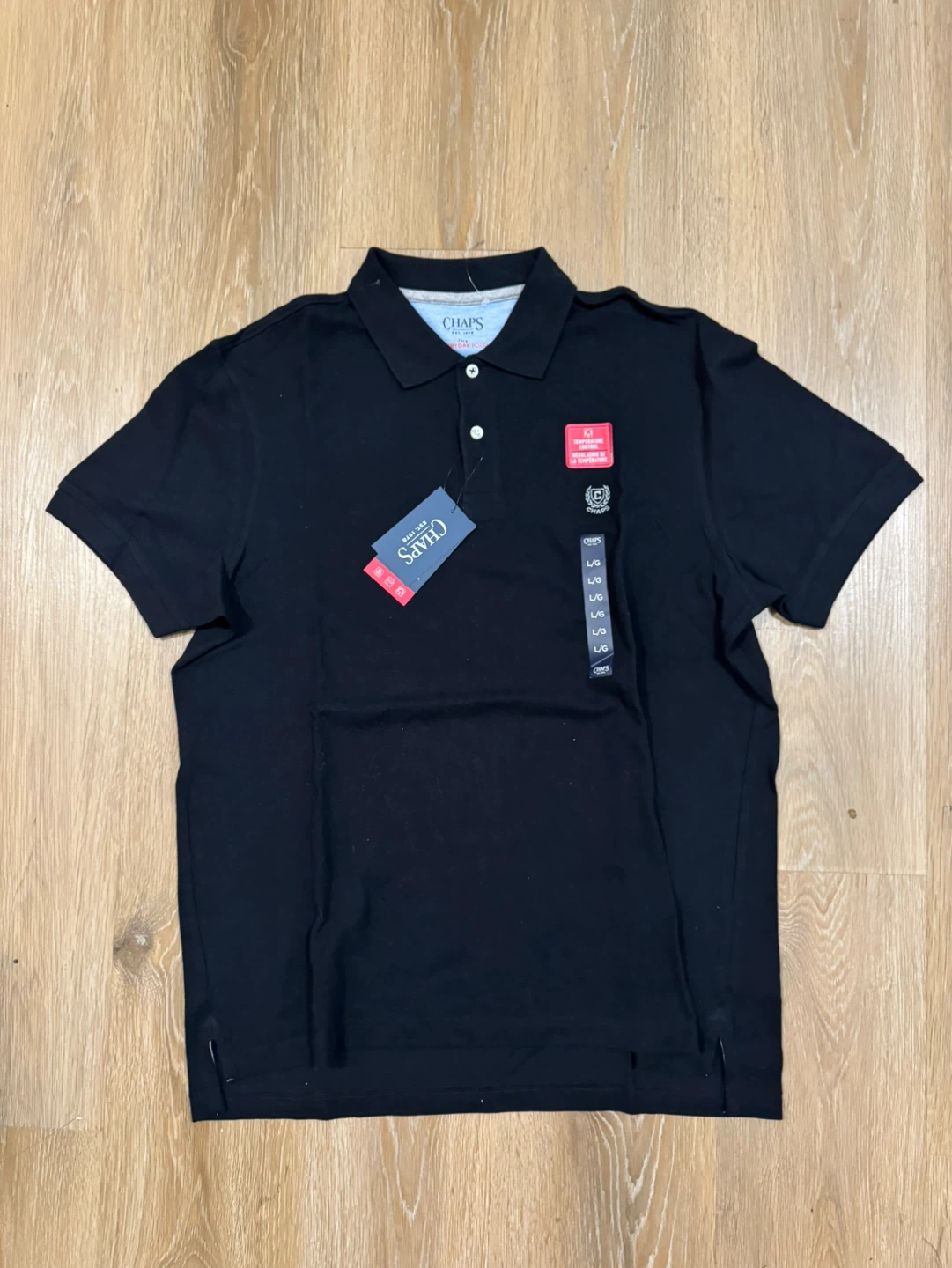 Chaps Mens Black Polo T-Shirt Size Large