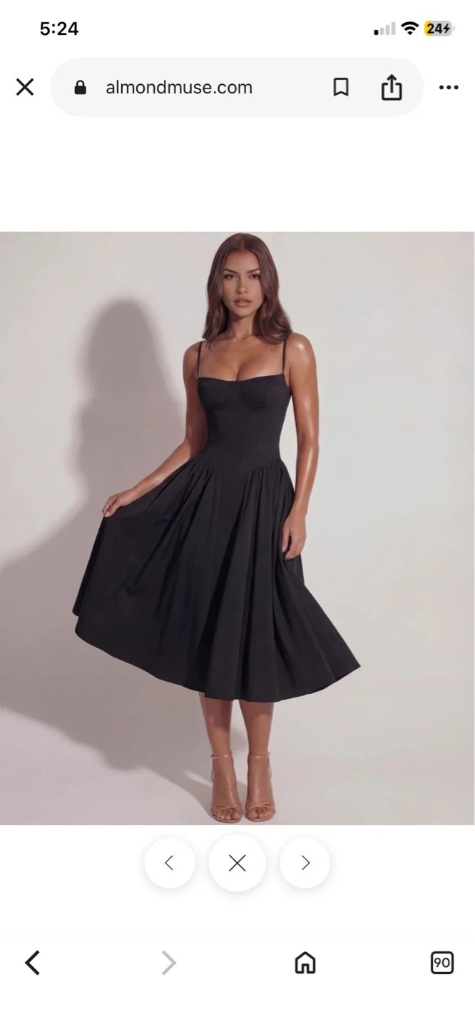 Almond Muse Black Midi Dress size 10 medium NEW