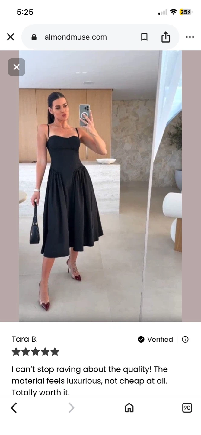 Almond Muse Black Midi Dress size 10 medium NEW - photo 2