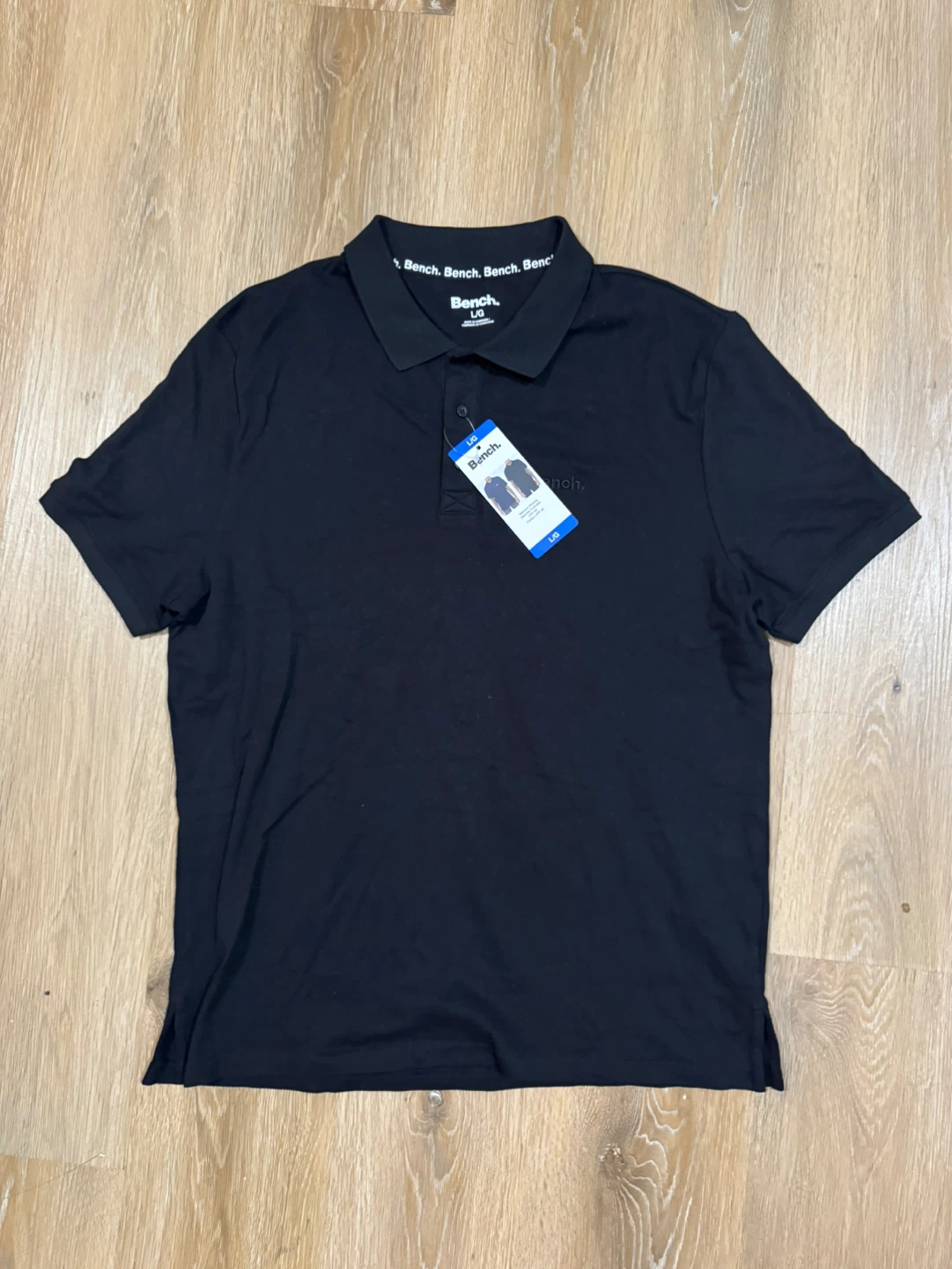 Bench Mens Black Polo T-Shirt Size Large