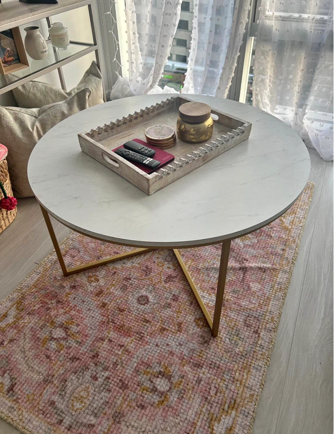 TWO SET marble coffee table and side table