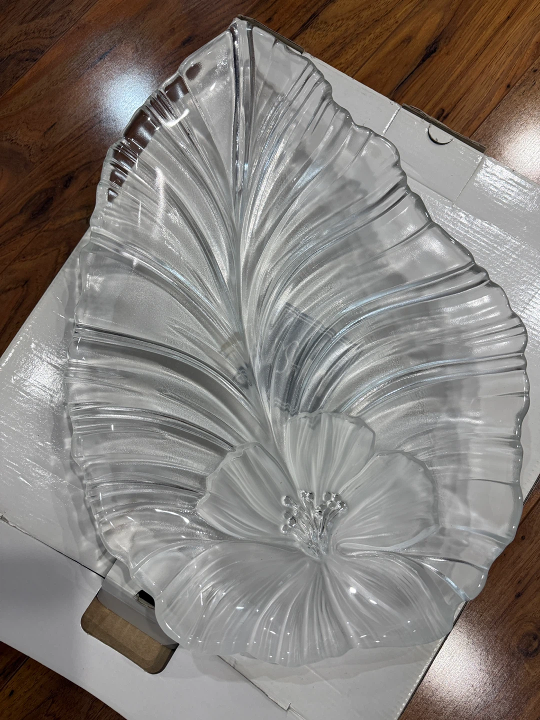 Mikasa Glass Leaf & Flower Serving Platter