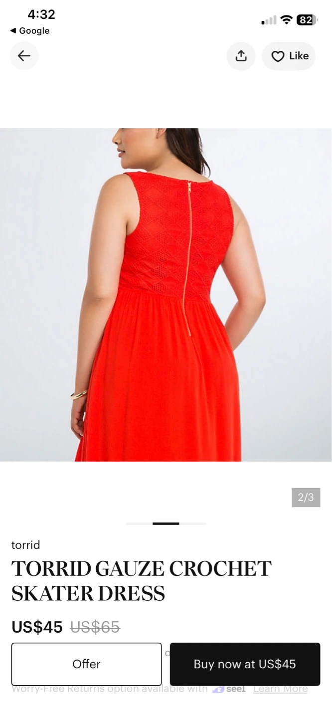 Torrid Gauze Crochet Skater Dress Red Size 18 - photo 2
