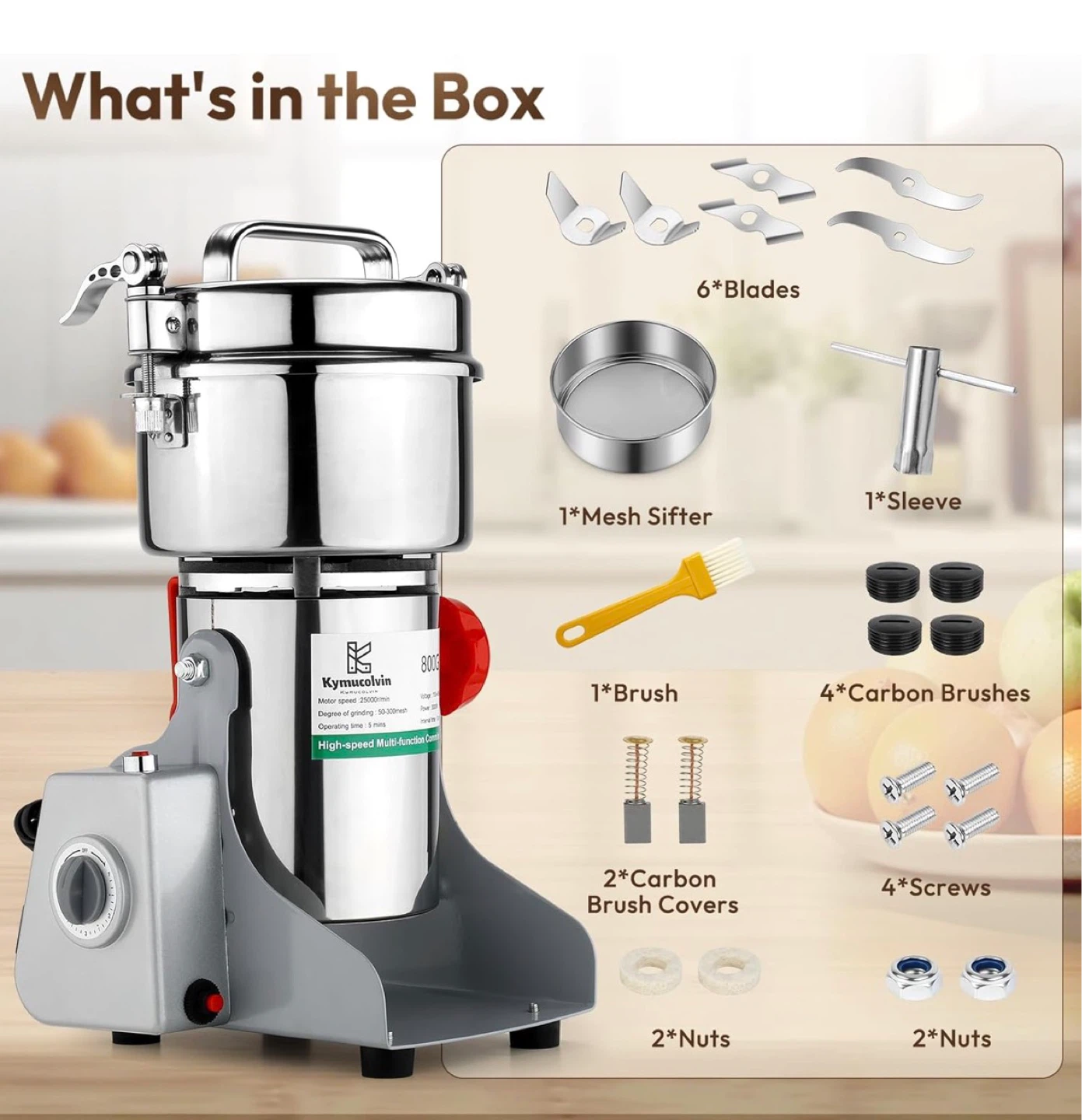 Kymucolvin 2500g High-Speed Multi-Function Grinder - photo 4