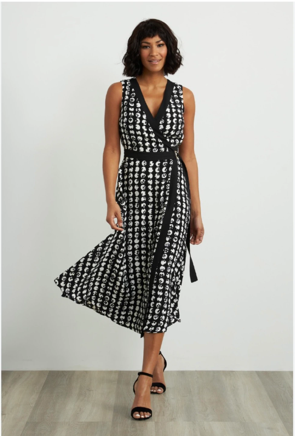 Joseph Ribkoff Wrap Dress midi black white