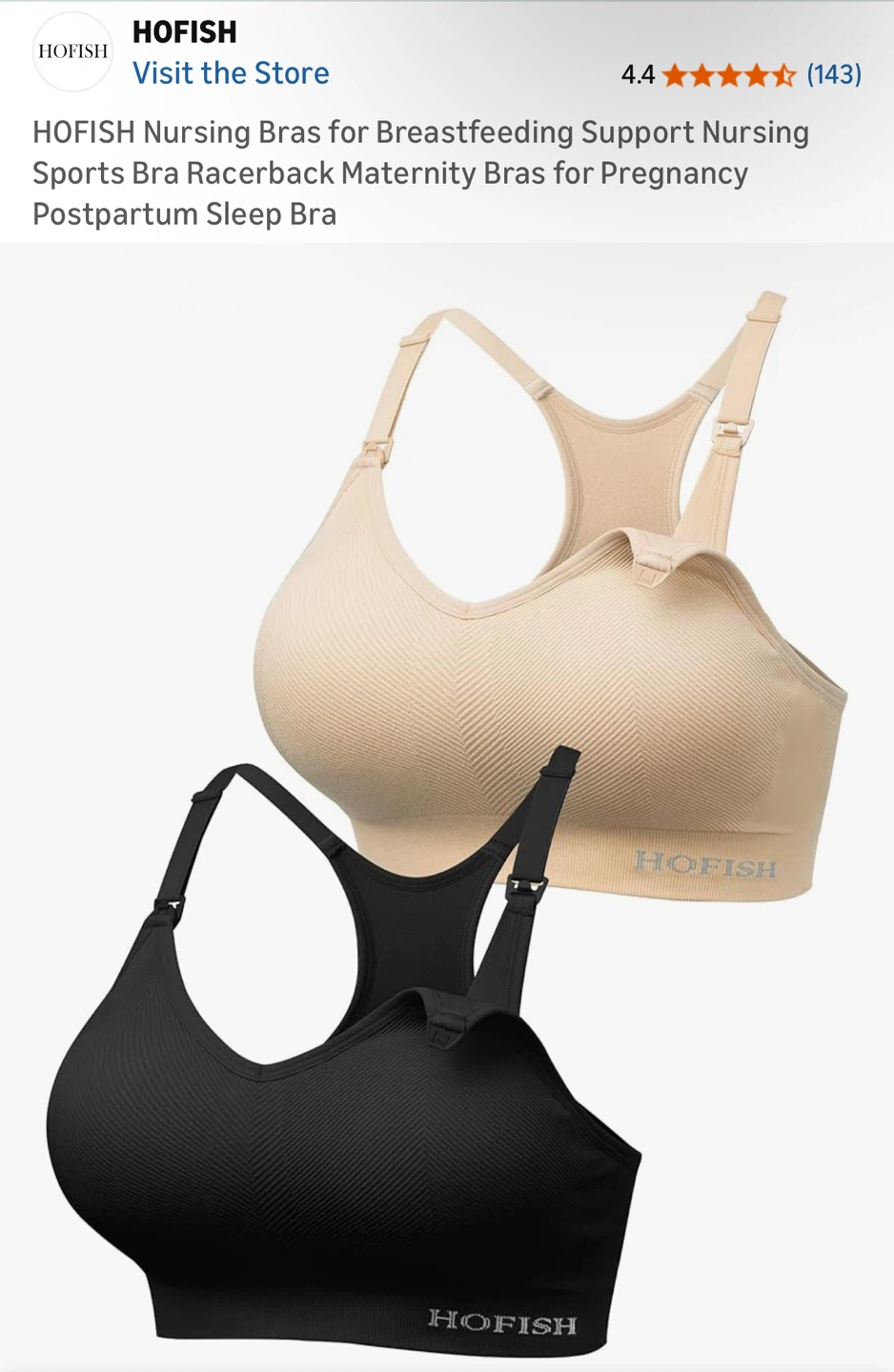 HOFISH Nursing Bras - 2 Pack (size M)