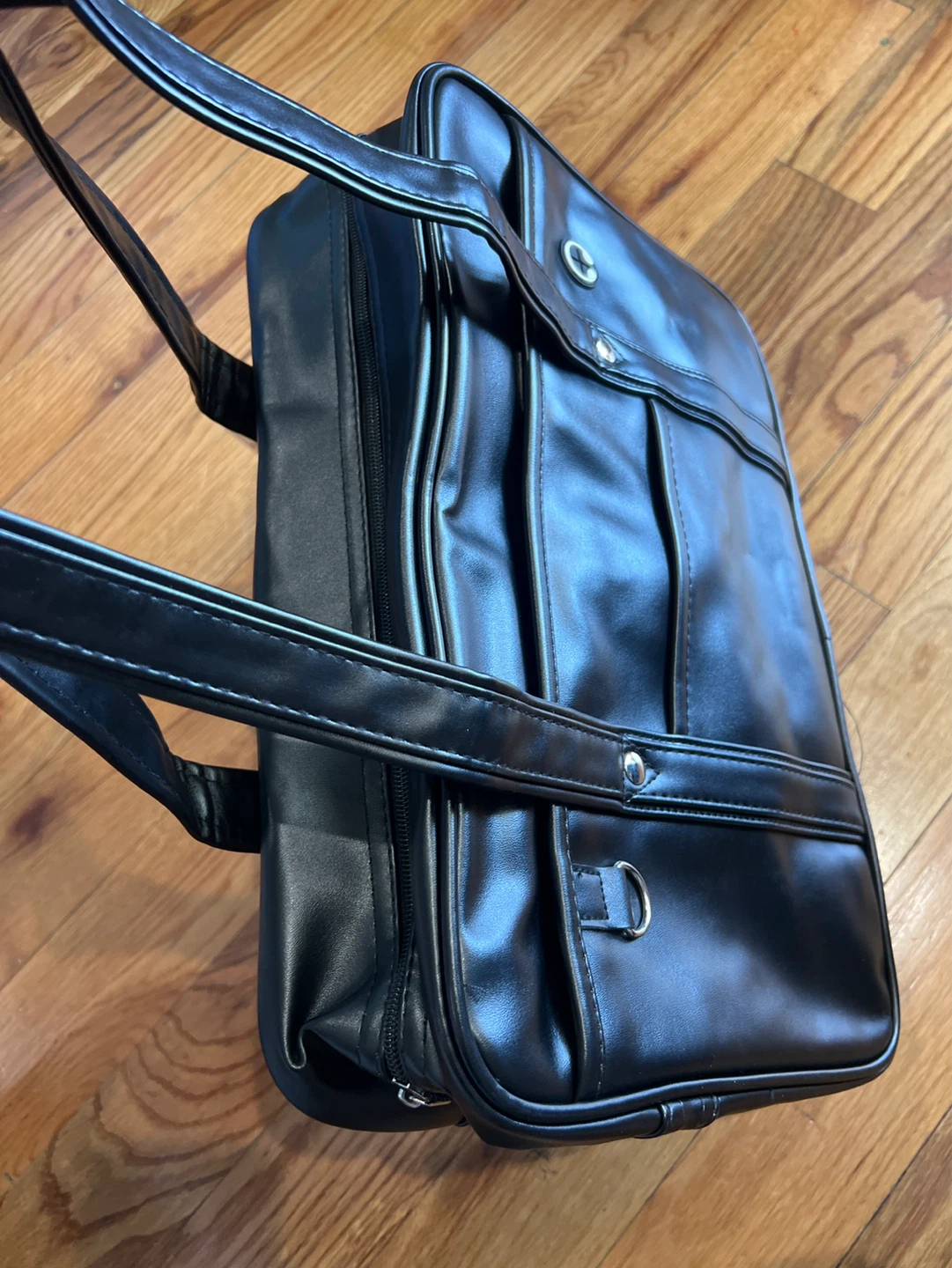 Black Faux Leather Briefcase / School Bag - photo 5