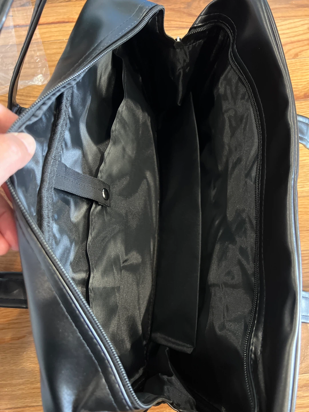 Black Faux Leather Briefcase / School Bag - photo 4