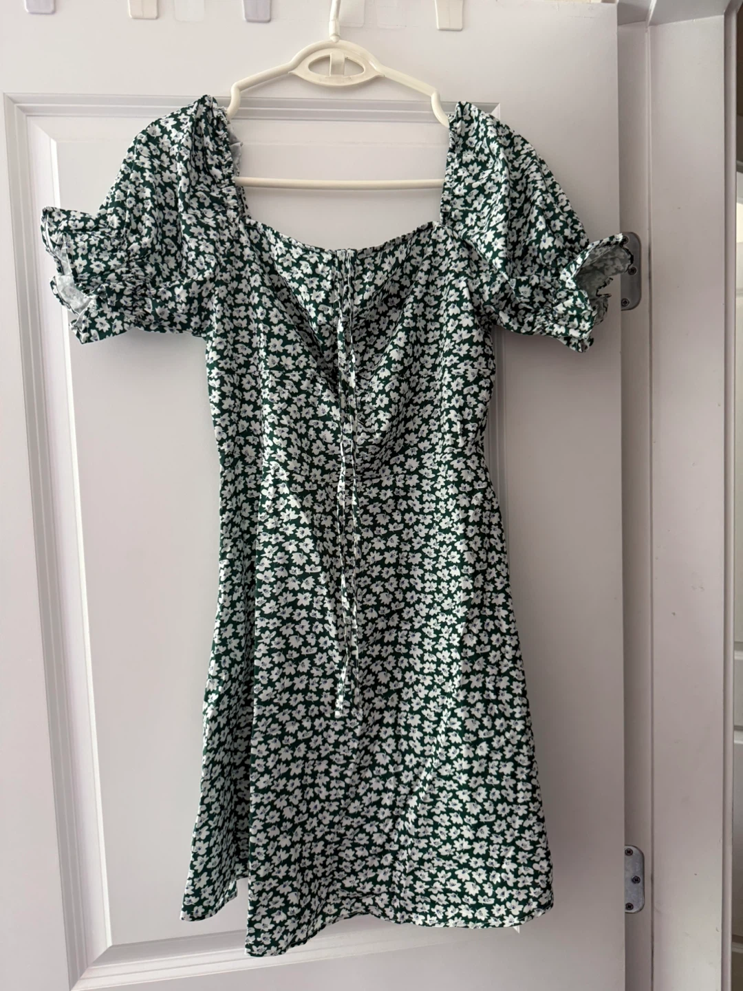 Women's Green Floral Puff Sleeve Mini Dress - photo 2
