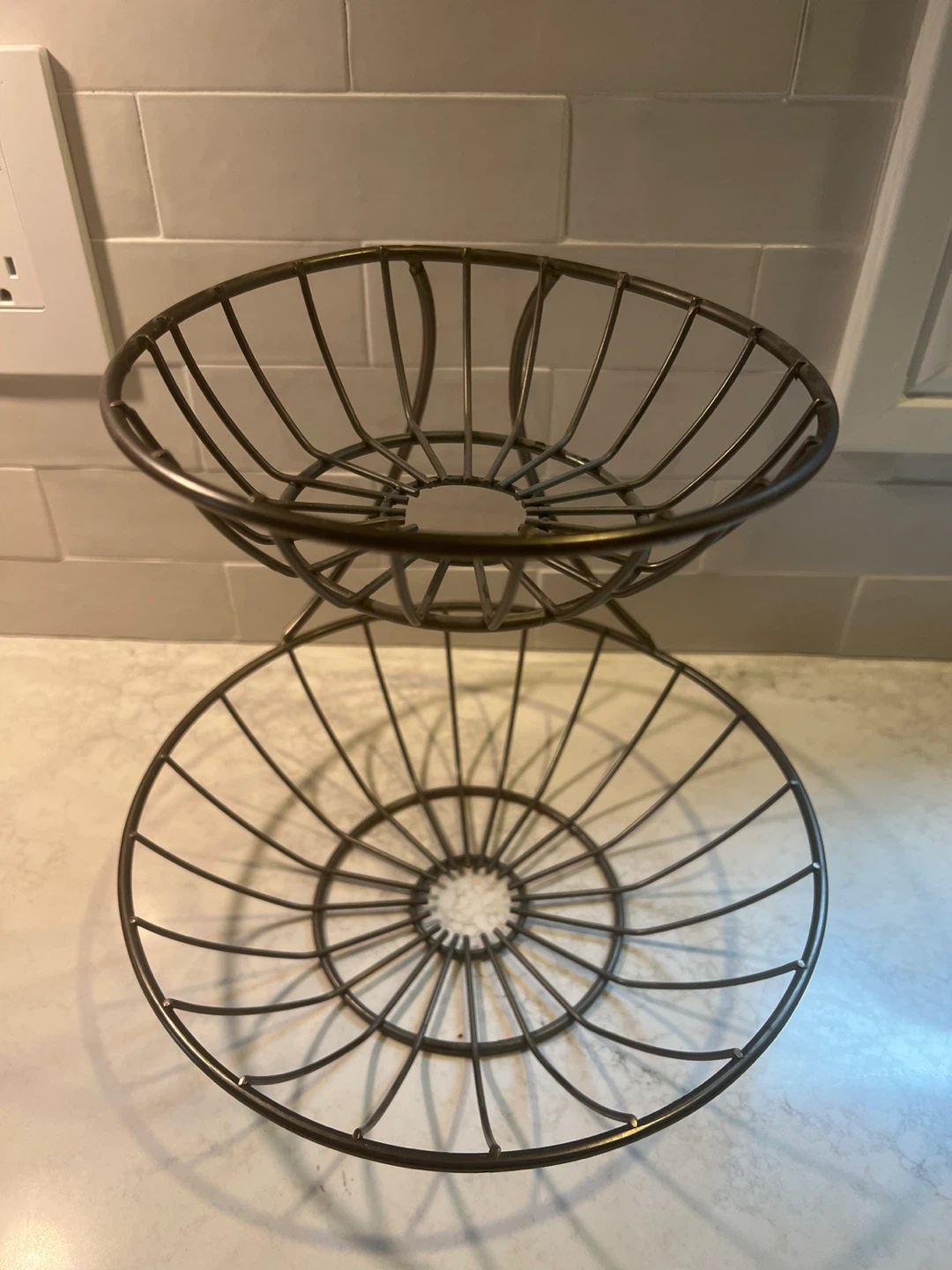 2-Tier Metal Wire Fruit Basket Bowl