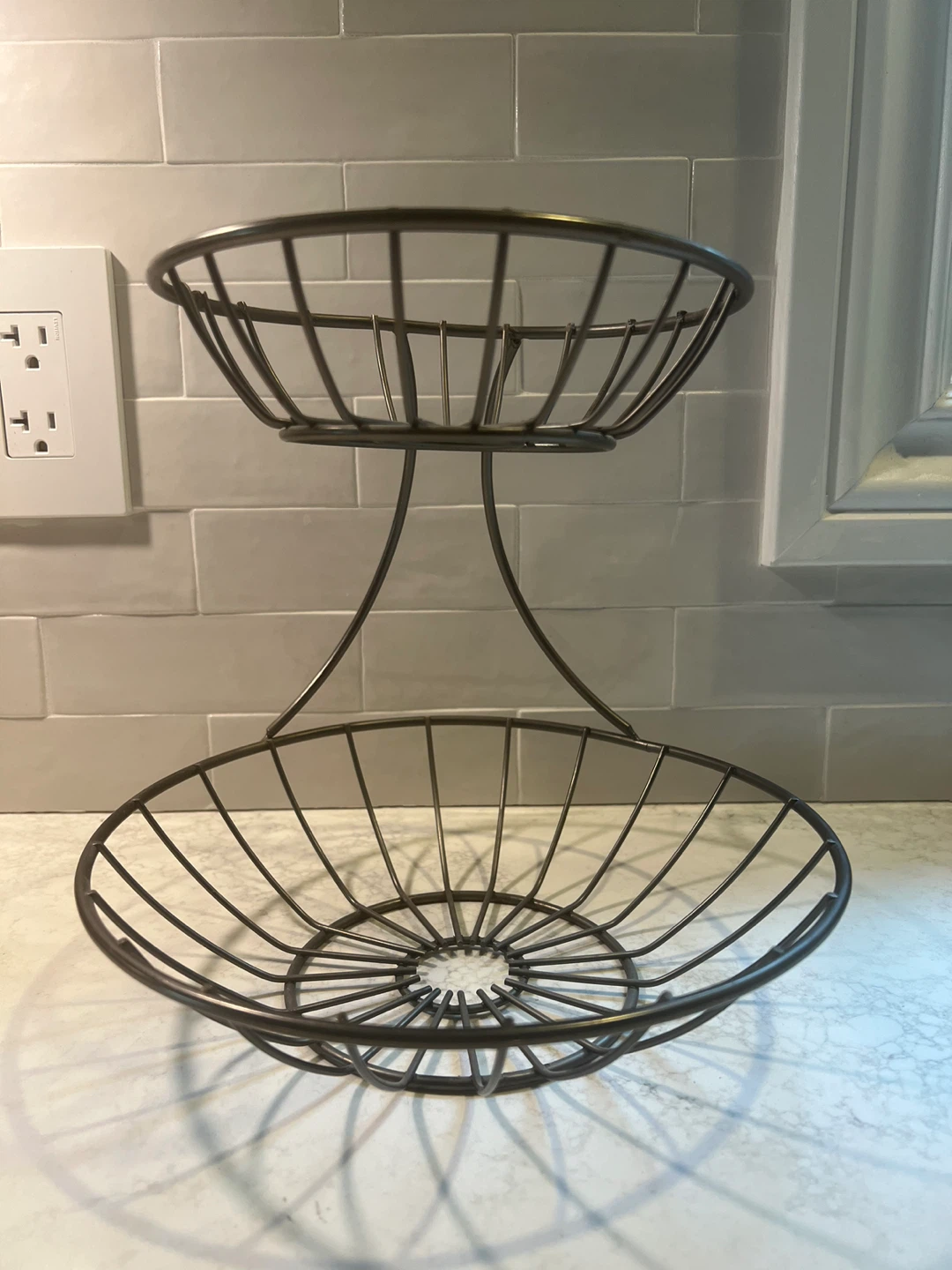 2-Tier Metal Wire Fruit Basket Bowl - photo 2