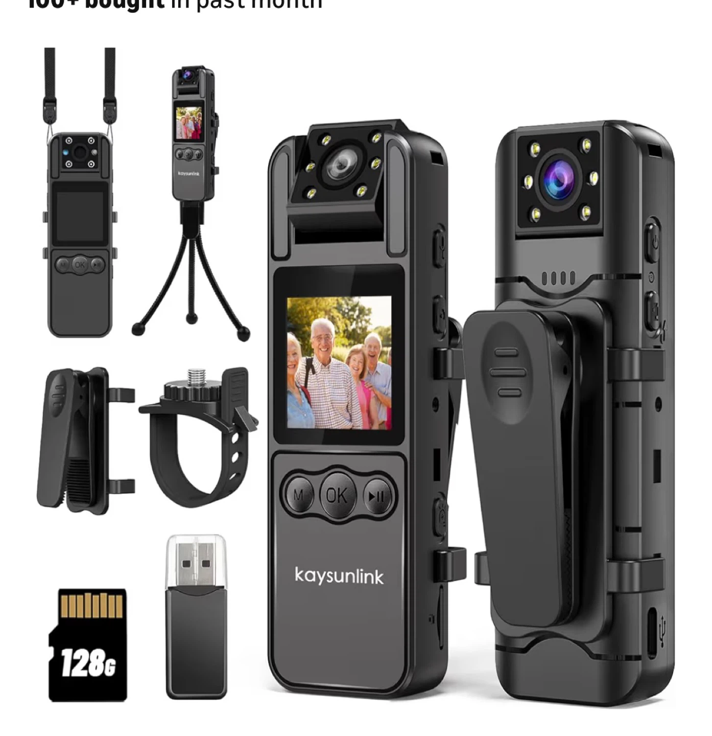 Body Camera with Audio/Video - Full HD 1080, 180° Lens Rotate