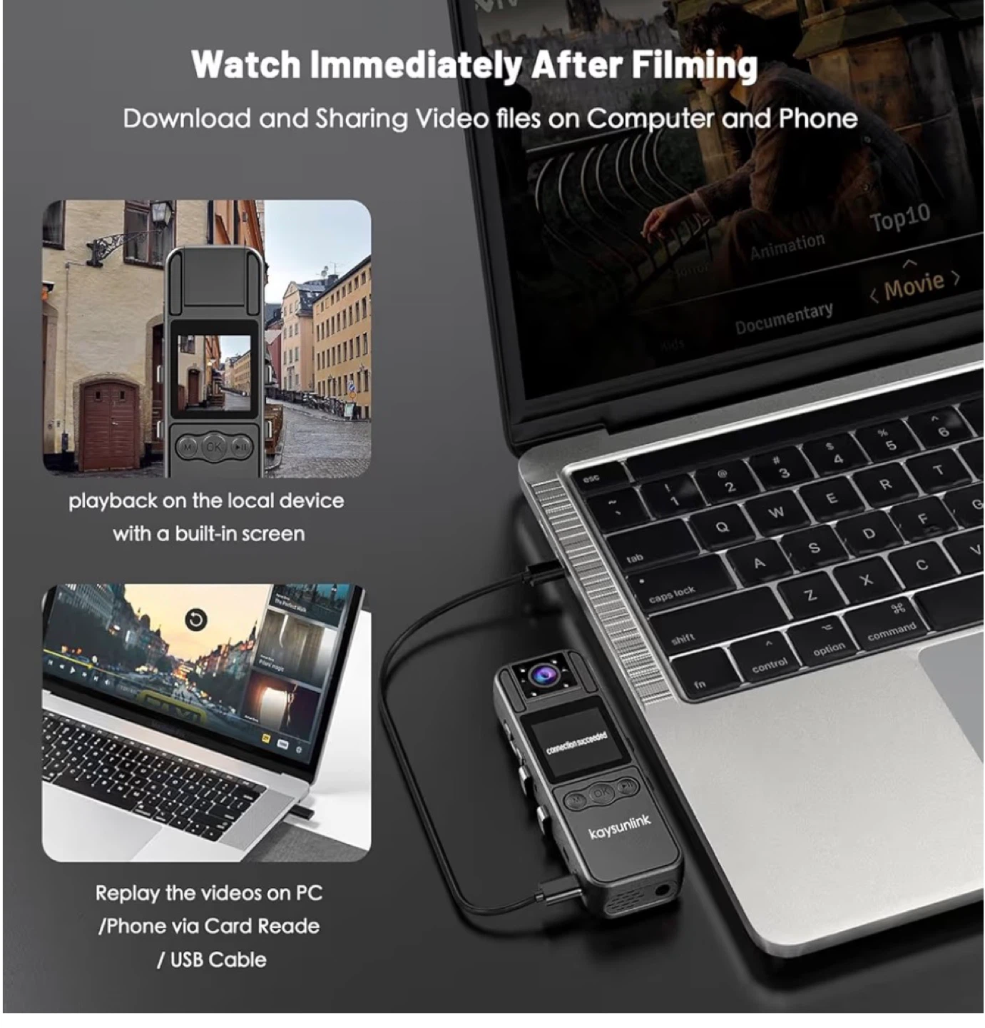 Body Camera with Audio/Video - Full HD 1080, 180° Lens Rotate - photo 3