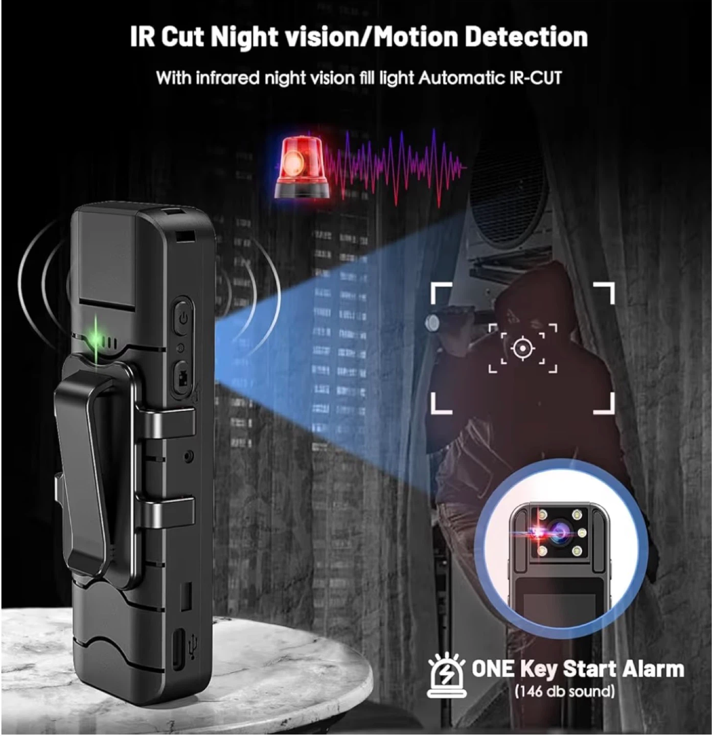 Body Camera with Audio/Video - Full HD 1080, 180° Lens Rotate - photo 4
