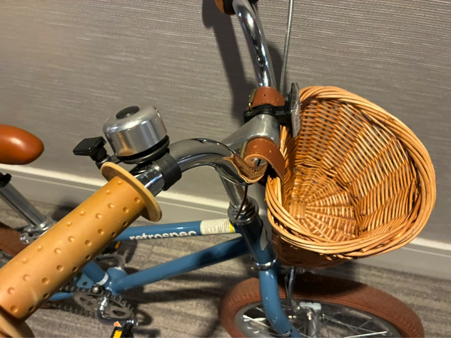 Retrospec Big Kids Bike With wooden basket Blue Brown - photo 5