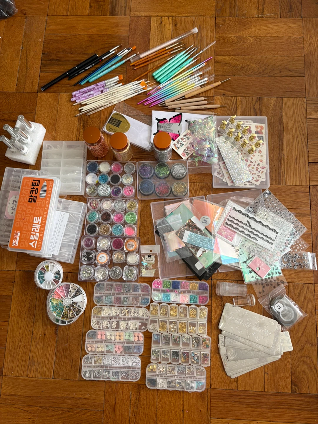 Nail Art Supplies Lot: Glitters, Gems, Stickers & More