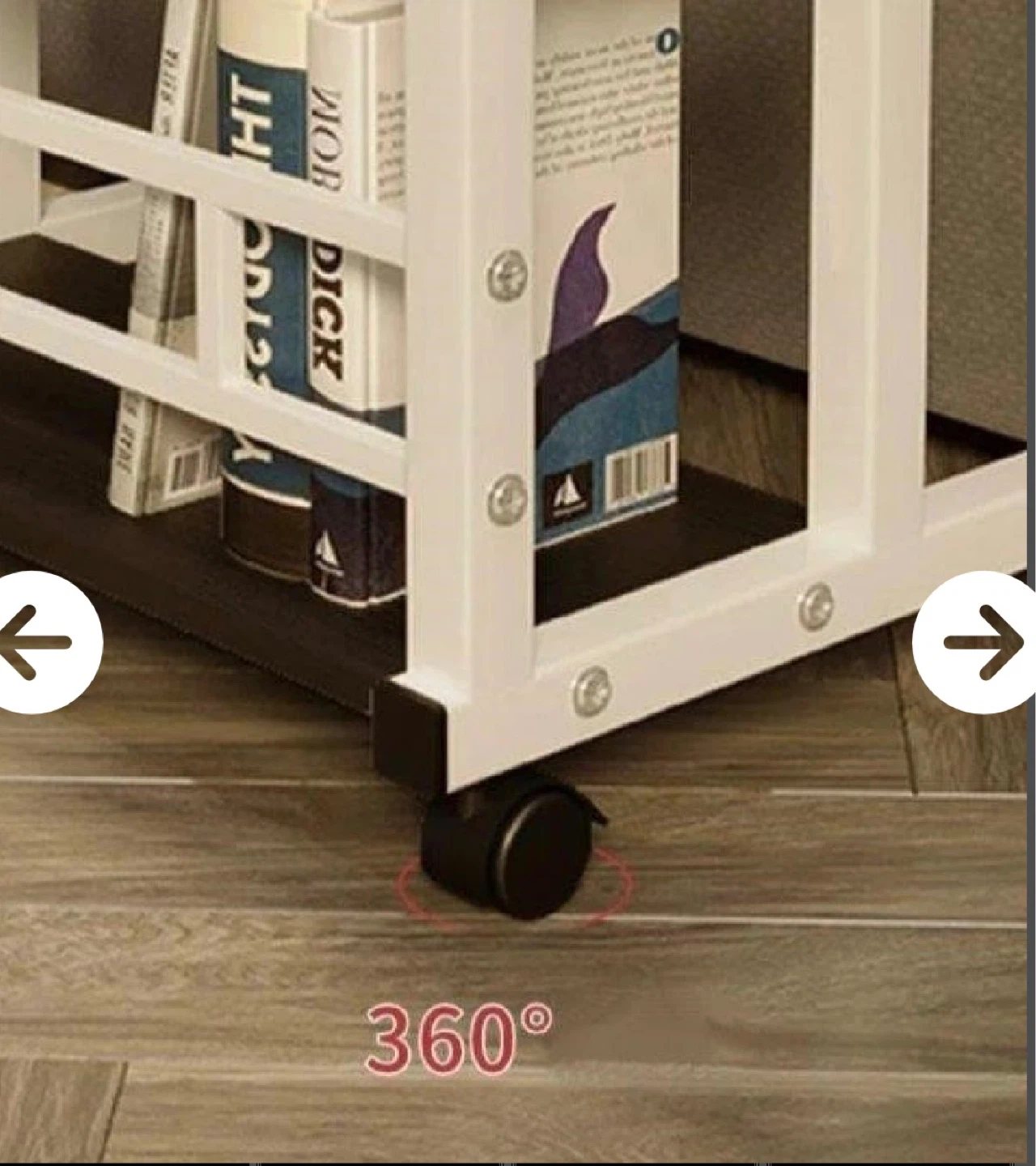 Adjustable Rolling Bedside Table with Shelves - photo 4