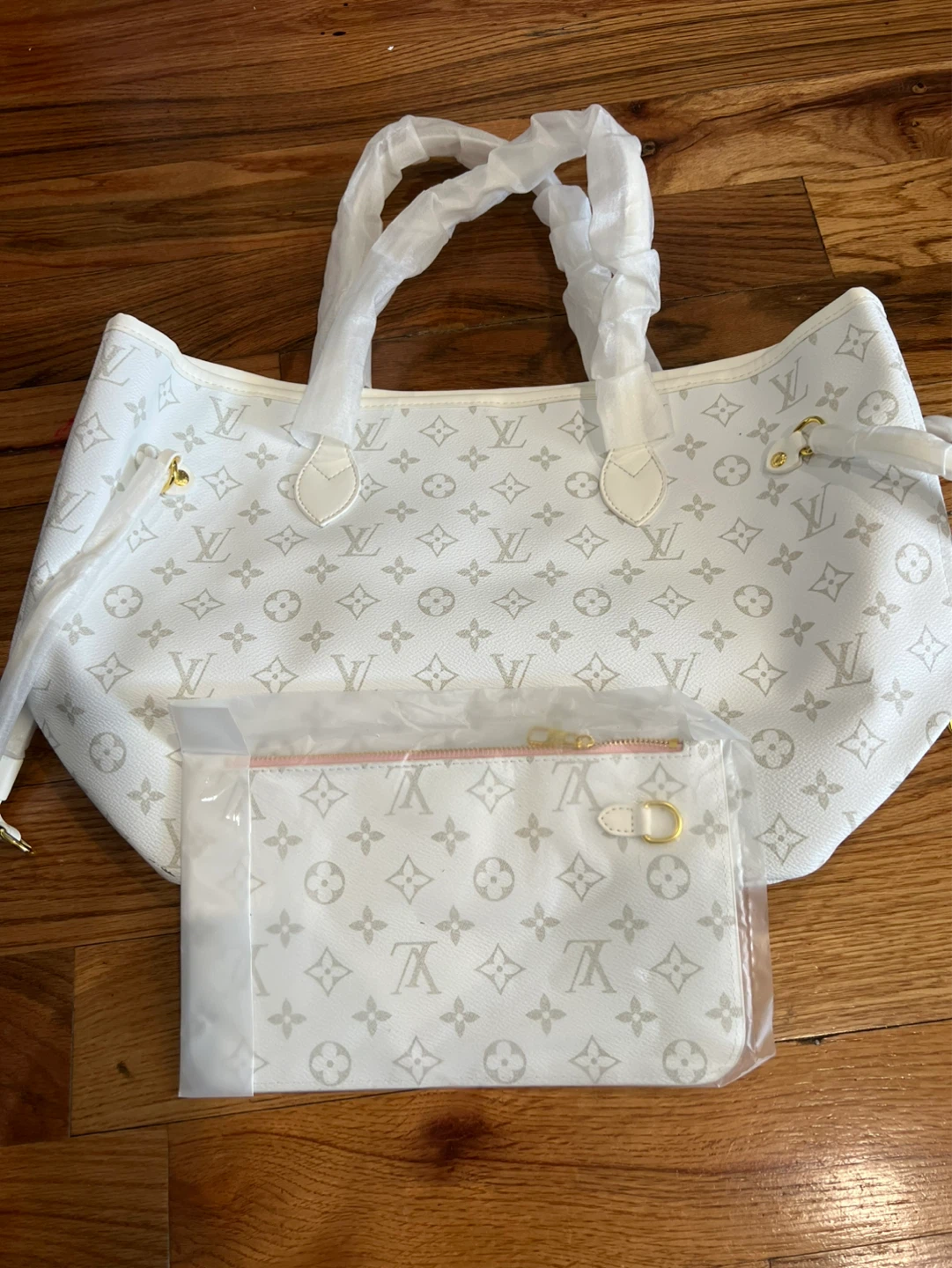 ✨ Elegant white tote bag set with matching pouch - photo 2