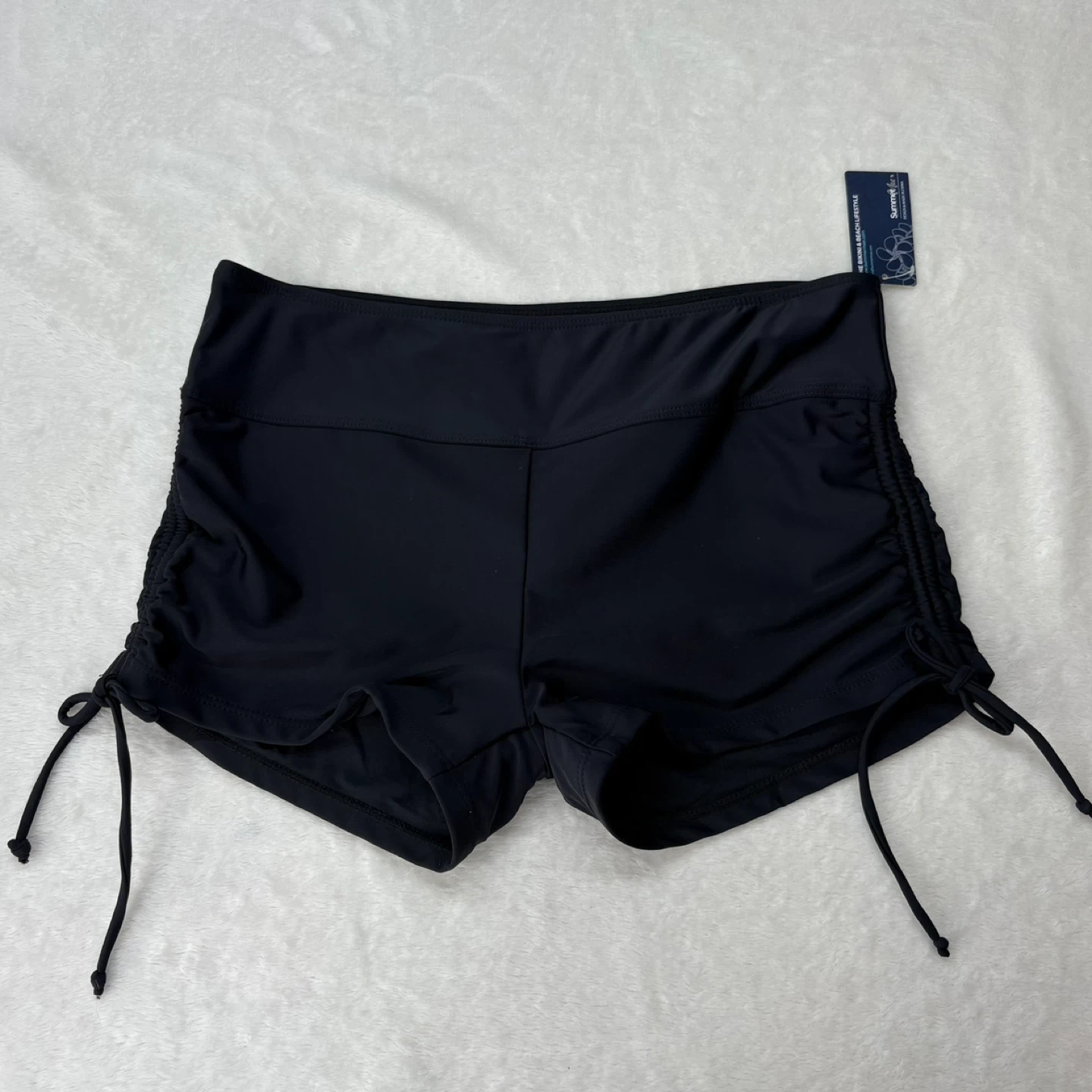 Summer Mae Ruched Side Swim Shorts Adjustable Drawstring Sz M - photo 3