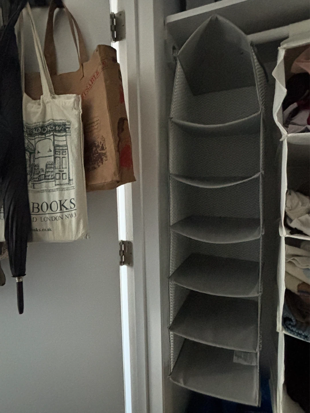 Gray Fabric Hanging Closet Organizer