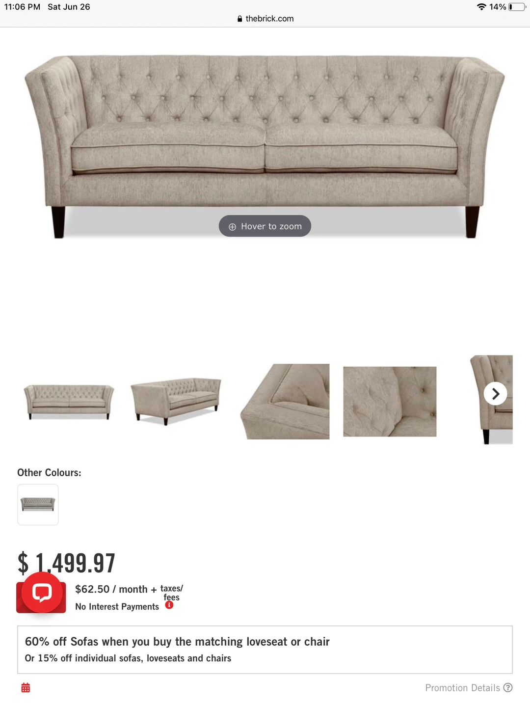 Tufted Sofa - Beige 2x