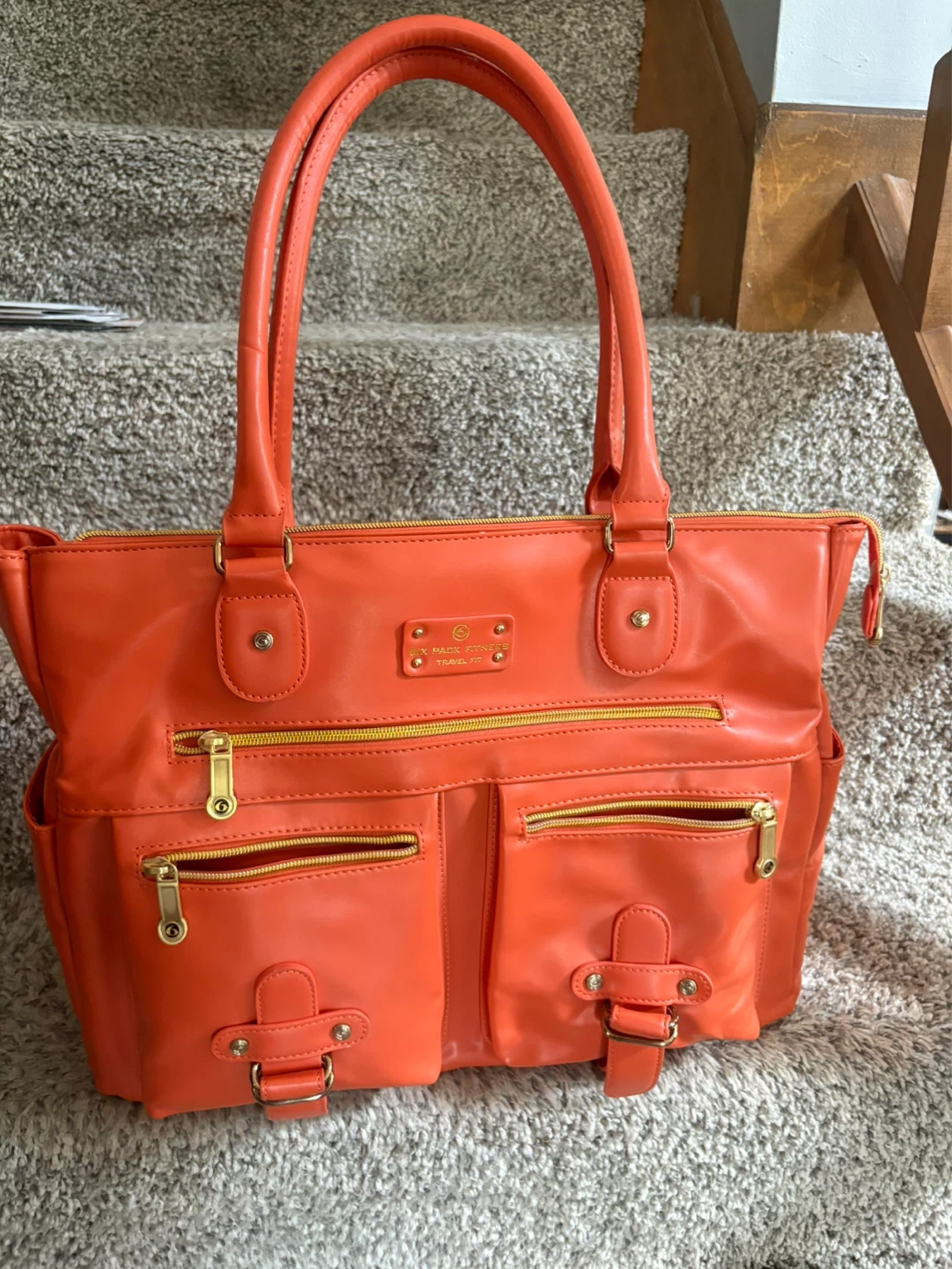 Six Pack Fitness Travel Fit Orange Carry-All Bag