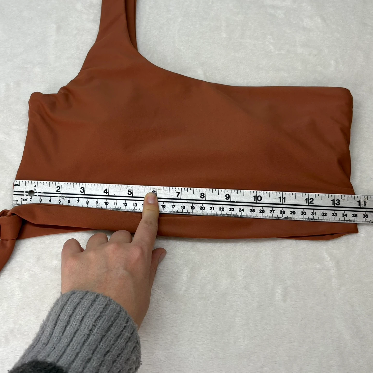 Terra Cotta One Shoulder Asymmetrical Bikini Set High Waist Sz M - photo 5