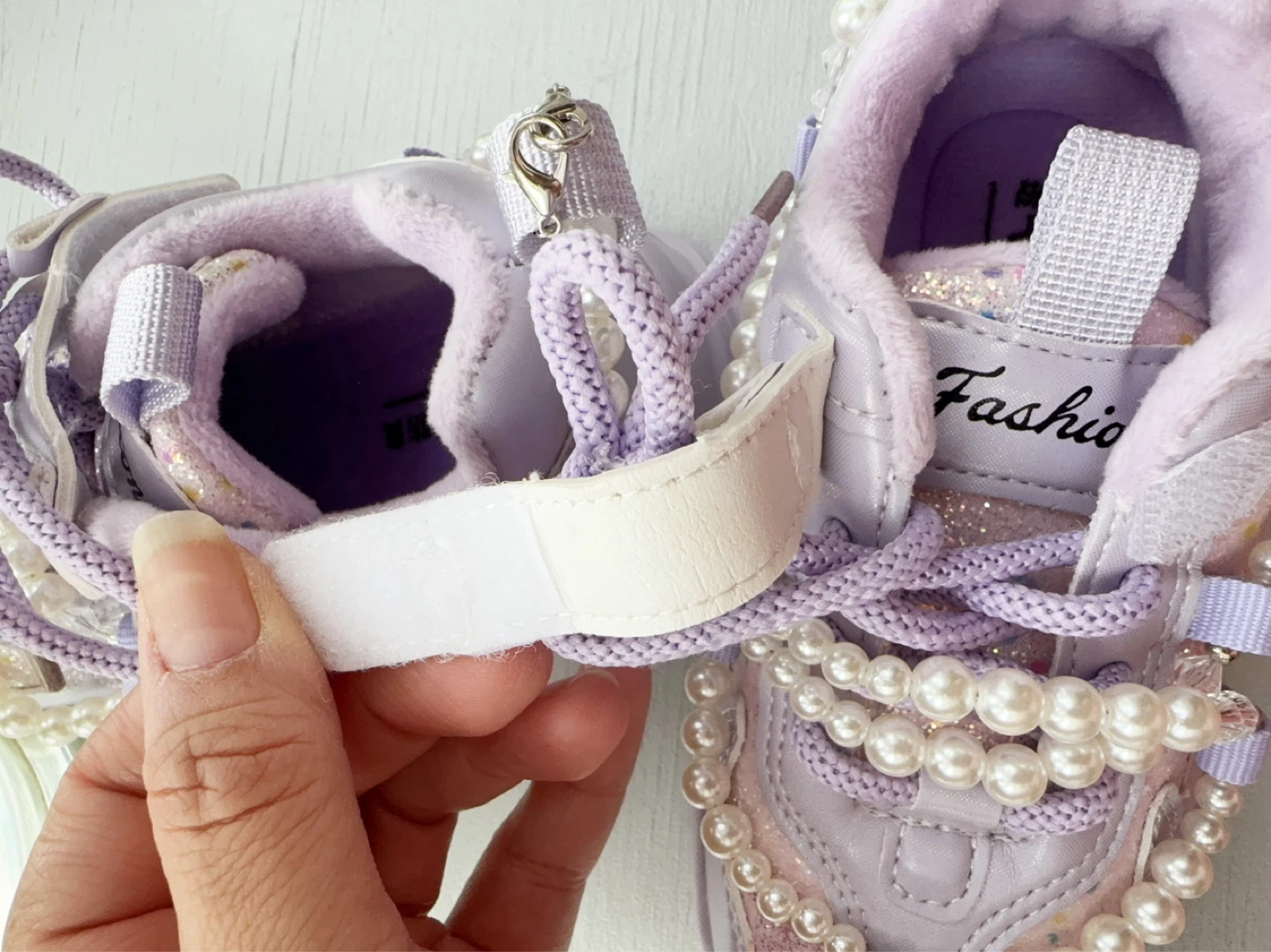 Kids' Lavender Sneakers with Pearls US size 11-12 - photo 3