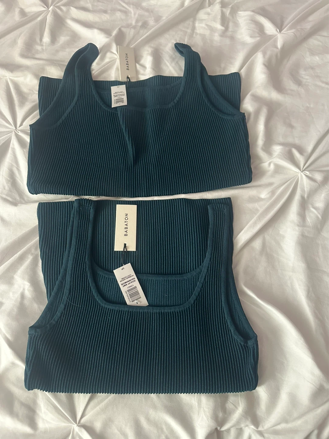 Babaton Sculpt Knit Squareneck Tank Top - Deep Teal - Small