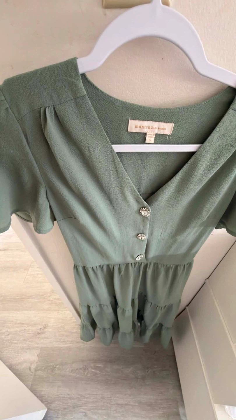 Manteau by Les Petites Bombes green tiered dress