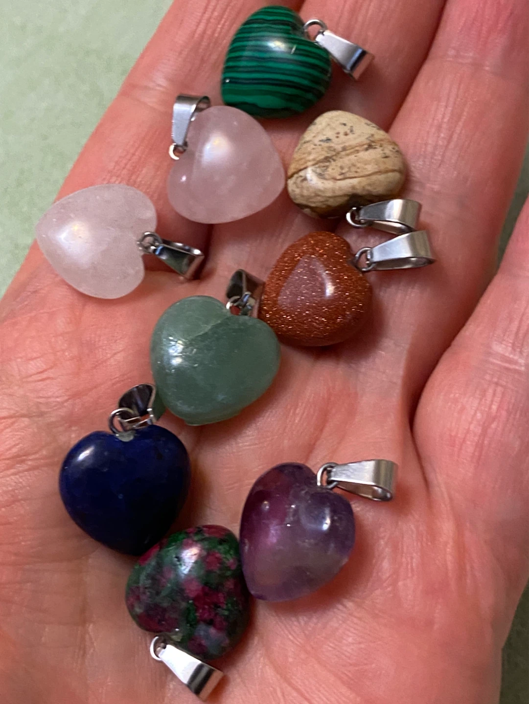 Assorted Heart Stone Pendants
