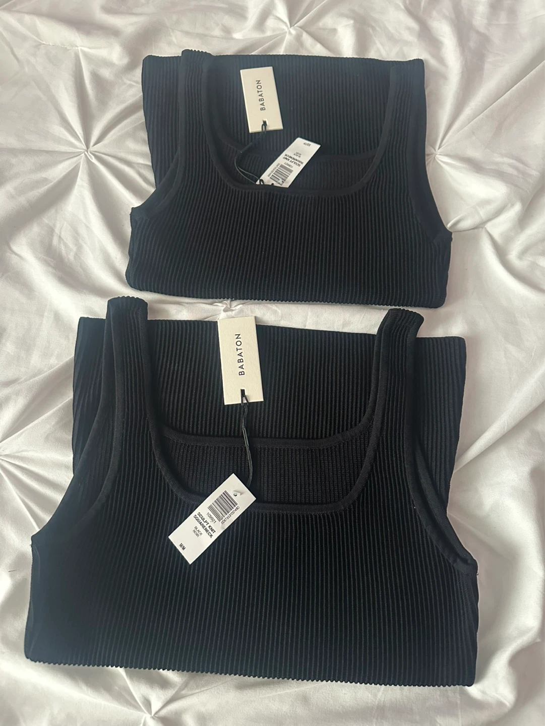 Babaton Black Sculpt Knit Squareneck Tank Top
