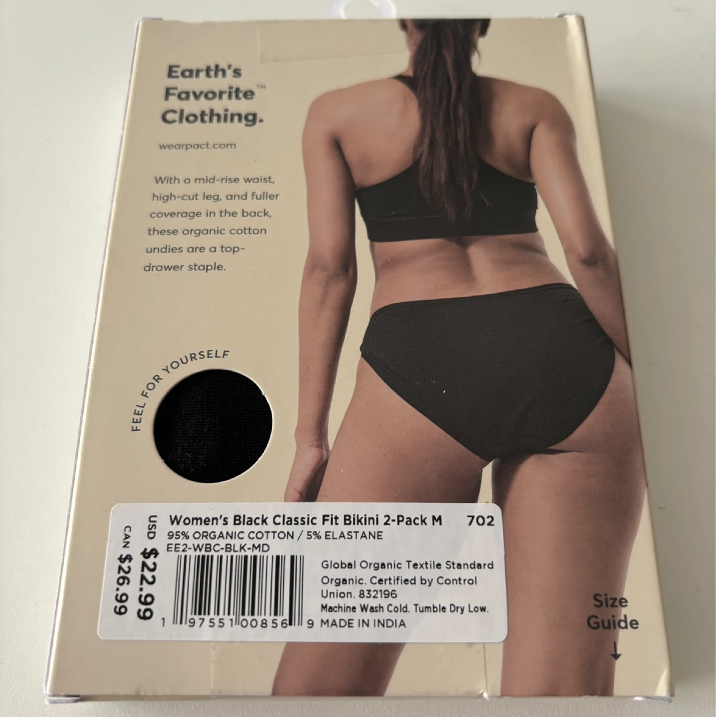 Pact Women's Classic Fit Bikini 2-Pack - Black, Size M - photo 2