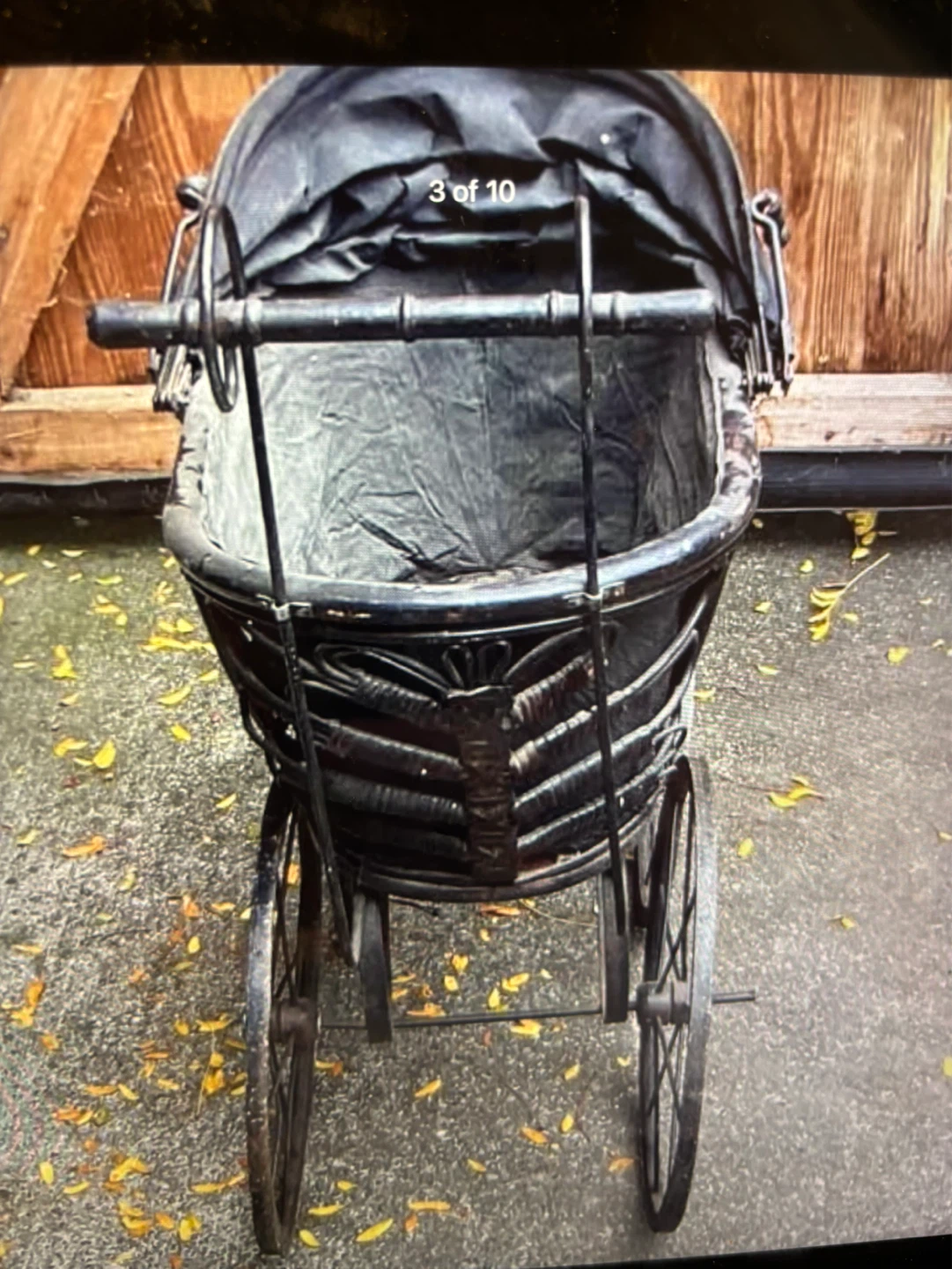 Antique Wood Decorated Doll Pram Carriage ! - photo 3