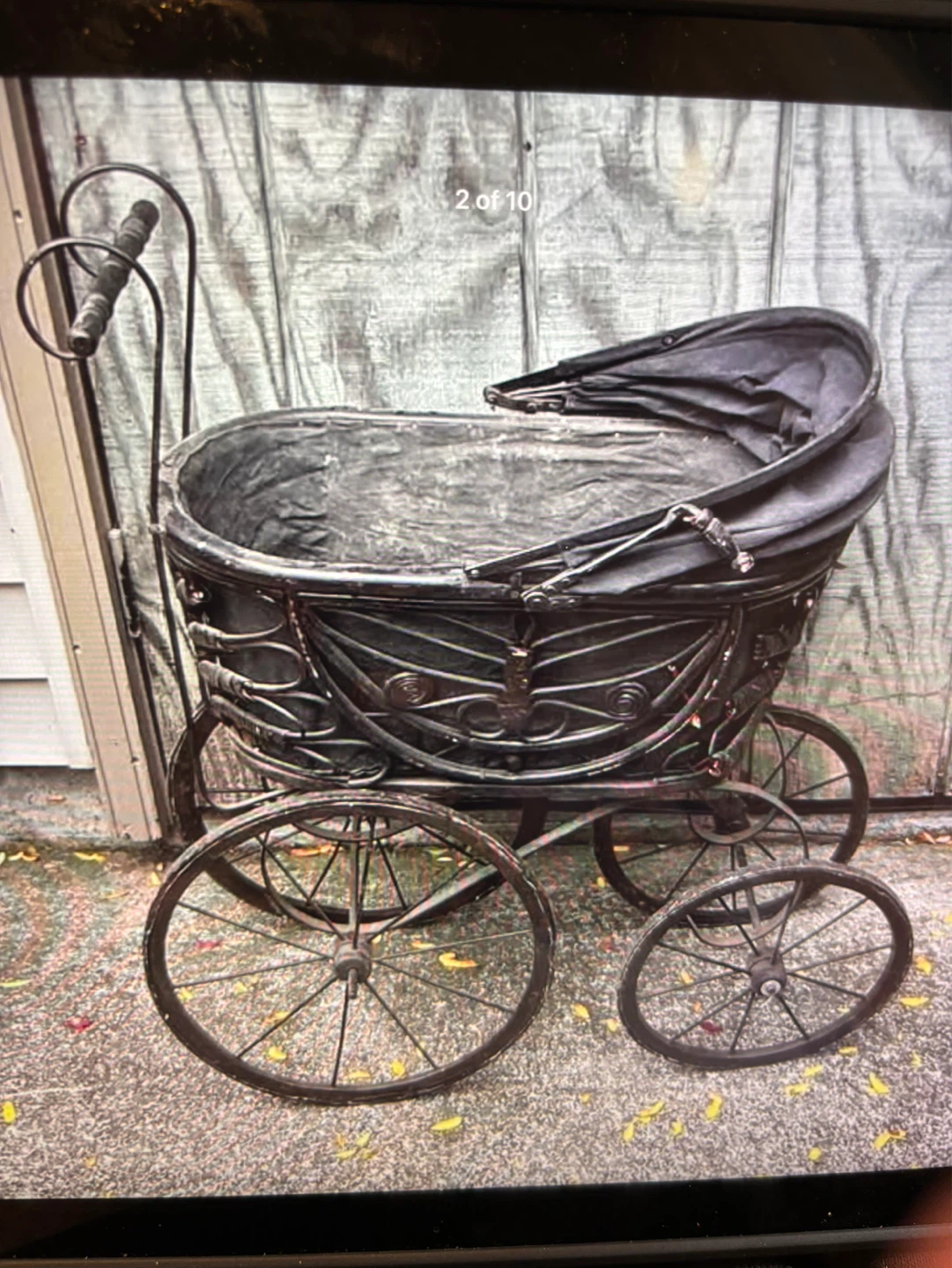 Antique Wood Decorated Doll Pram Carriage ! - photo 2
